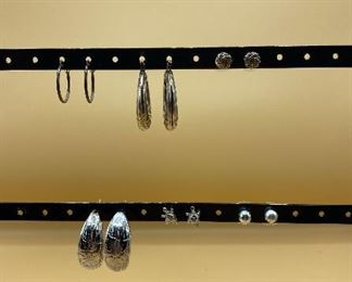 Six Pairs of Silver Colored Earrings
