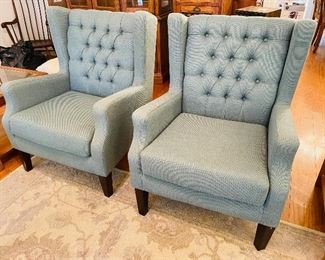 $300 
Pair of teal green club chairs
40T & 30W arm to arm 