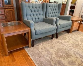 $300 
Pair of teal green club chairs
40T & 30W arm to arm 