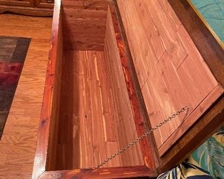 $325 
Large cedar trunk handmade 63Lx21Dx24 1/2H