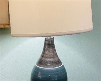 $90 
Pair of pottery lamps brown/blue 29T