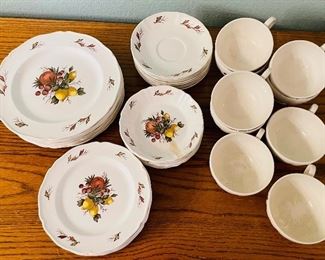 $110 
Wedgwood dessert set(8 cups & saucers, 8 pudding one chip,  8 dessert pl)