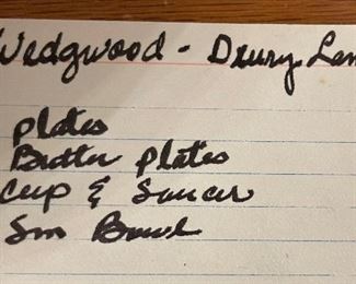 $110 
Wedgwood dessert set(8 cups & saucers, 8 pudding one chip,  8 dessert pl)