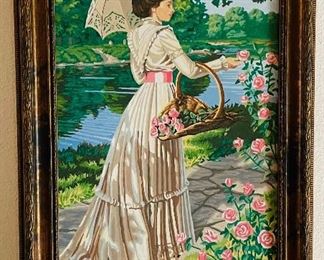 $110 
Set of 3 painting framed under
glass of ladies 23x16 largest 