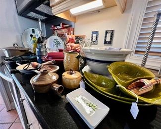 MCM dishware, Great set of Roseville mixing bowls, stoneware, custom made cookware, like new pots and pans... 