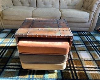 Custom riveted copper cushion holder table