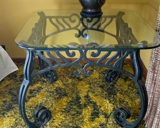 cast iron & glass side table