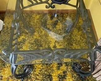 cast iron & glass side table