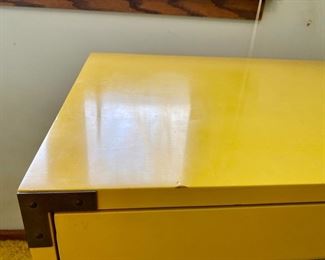 Vintage Bernhardt yellow campaign-style desk & chair