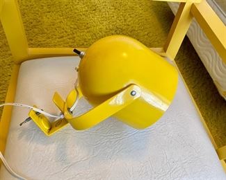 Vintage yellow clamp-on spotlight lamp