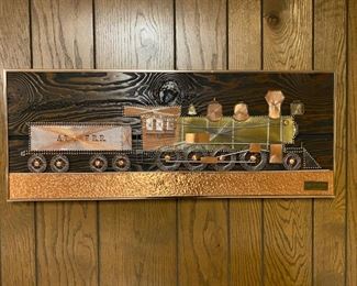 Vintage Carl Reed Brass and copper train wall-hanging