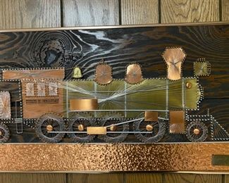 Vintage Carl Reed Brass and copper train wall-hanging