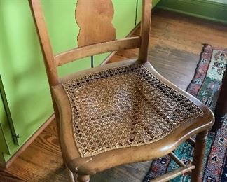 4 Cane Seat Maple Dining Chairs 