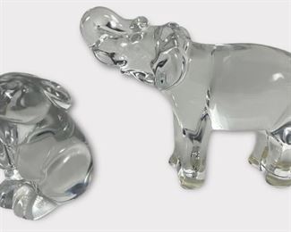 Baccarat Crystal Elephant & Bunny Figurines