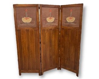 Stickley Mission Collection Oak 3-Panel Screen