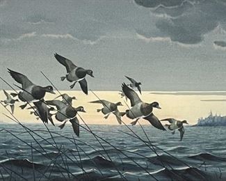 Les Kouba Ducks Wildlife Watercolor on Paper