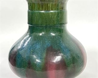 Fulper Polychrome Drip Glaze 10" Tall Pottery Vase
