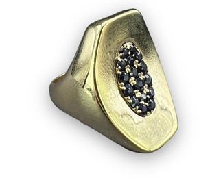 Modernist 14K Gold Ring W/ Sapphire