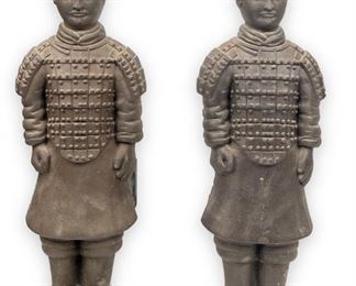 Asian Terracotta Warrior Iron Fireplace Andirons