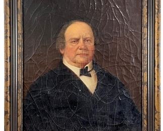 Antique Oil On Canvas Portrait Of A Man