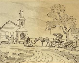 Thomas Hart Benton "Going To Church" Print