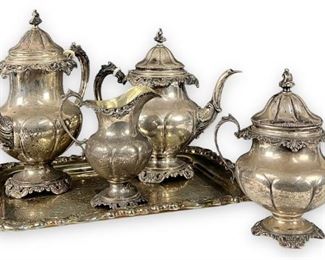 (4 pc) Wallace Grand Baroque Sterling Tea Set