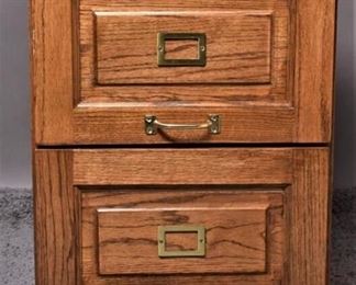 Solid Oak Front Two Drawer Filing Cabinet
