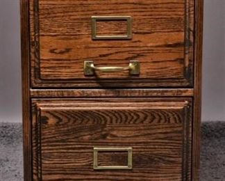 Solid Oak Front Two Drawer Filing Cabinet
