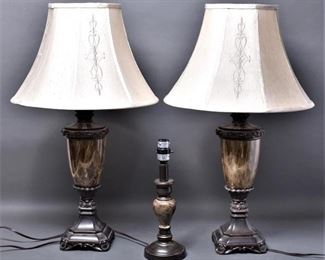 Marble Look Urn Table Lamps (3)
