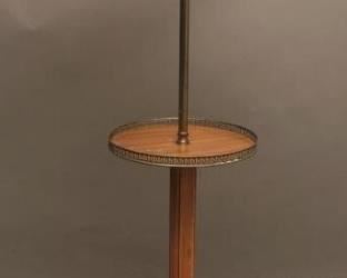 Vintage Pedestal Floor Lamp with Tole Shade
