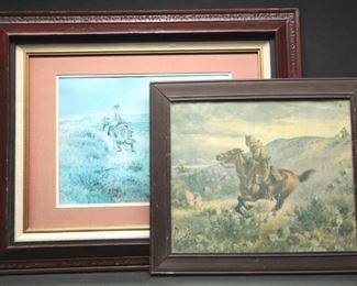 Western Cowboy Lithographs- Russell & Pony Express
