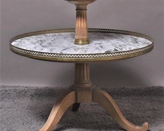 Louis XVI Style Serviteur Fidele Marble Top Table
