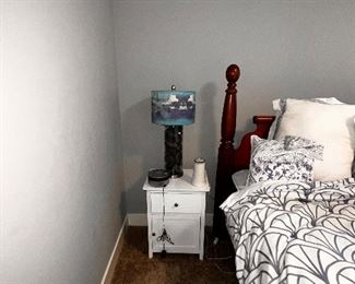 white night stand air purifiers and lamp with river rocks inside