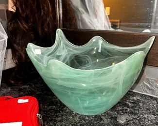 beautiful green glass bowl