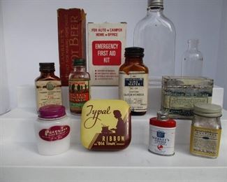 LOT OF VINTAGE ADVERTIZING CONTAINERS     $10