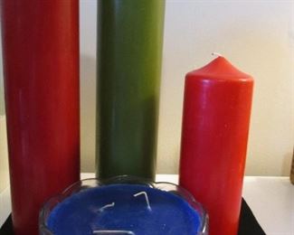 4 LARGE CANDLES, TALLEST 12"        $10