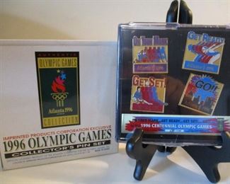 LICENSED 1996 OLYMPIC PINS FROM THE GAMES HELD IN ATLANTA , IN THE ORIGINAL BOX.    $9