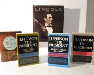 4 BOOKS ABOUT THOMAS JEFFERSON AND A LARGE COFFEE TABLE SIZED BOOK ON LINCOLN.    $12