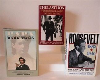 3 BIOGRAPHIES - PAPA (MARK TWAIN), THE LAST LION (CHURCHILL), AND ROOSEVELT.       $10