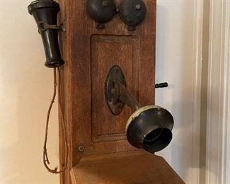 oak wall phone with insides