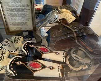 toy guns and holsters, tooled leather holster