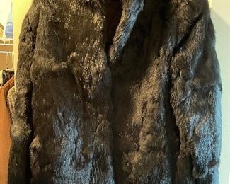black rabbit fur coat
