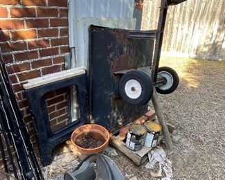 hose reel, yard cart for lawn mower, saw horses