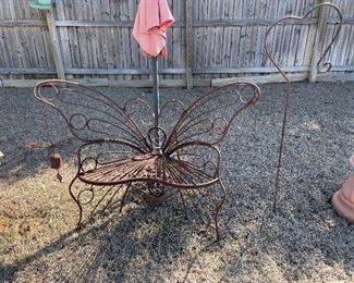 metal butterfly bench, shepherd hook