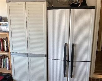 storage cabinets, cooler with wheels, fan