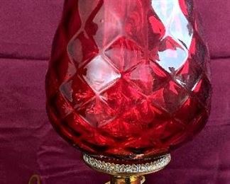 006 Cranberry Glass Vintage Lace Makers Lamp
