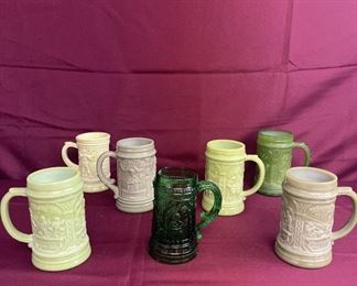 Greentown Glass Green Mugs