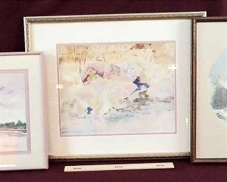 Original Framed Watercolor Trio By E. Kreichelt