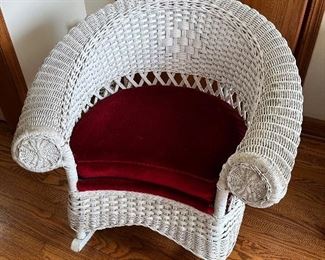 Antique Merikord wicker rocking chair