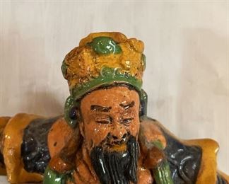 Chinese Enameled Terra Cotta Roof Tile Guardian Figure